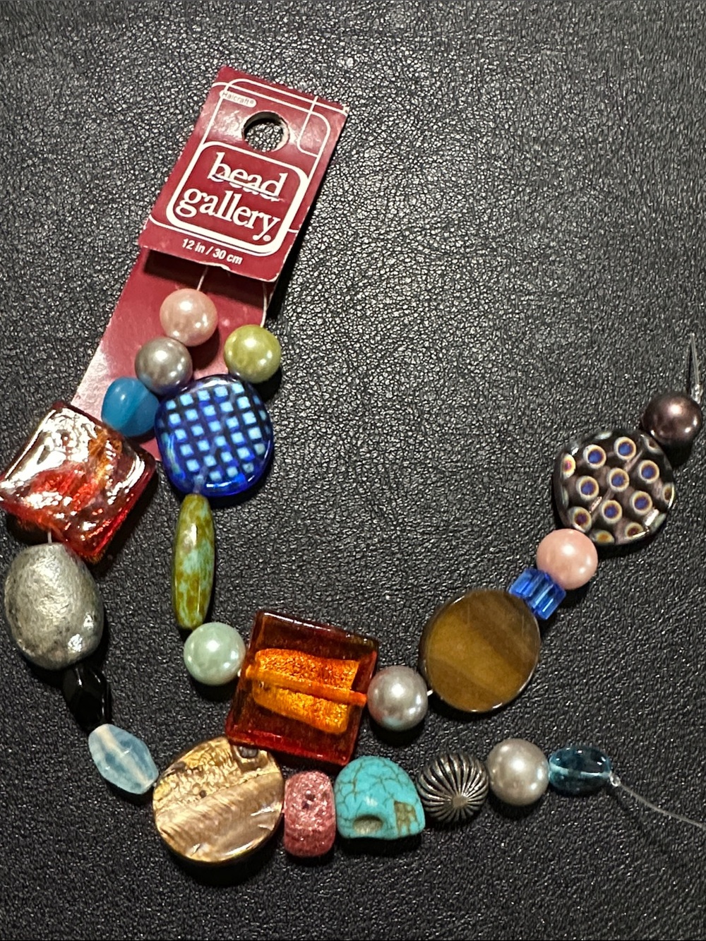 117.  Bead Gallery Multi Glass & Metal Mix String Of Beads 12”
